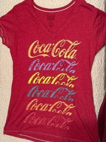 Coca-Cola  Red Fitted V-Neck T-Shirt