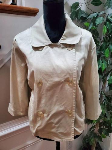 Daisy Fuentes  Women's Beige Cotton Double Breasted Long Sleeve Jacket Blazer 2X