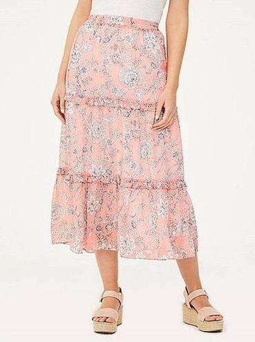 The Loft  Outlet Wild Flamingo Floral Tiered Maxi Skirt - Women NEW L