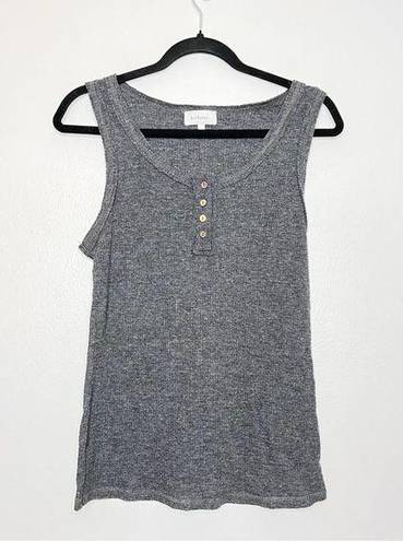 Bohme  Charcoal Gray Ribbed Henley Tank Wood Buttons Size Large