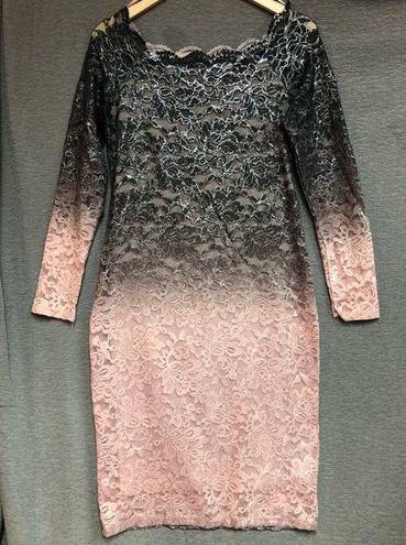 Onyx  night, 10 long sleeve dress with mauve, pink and black ombre