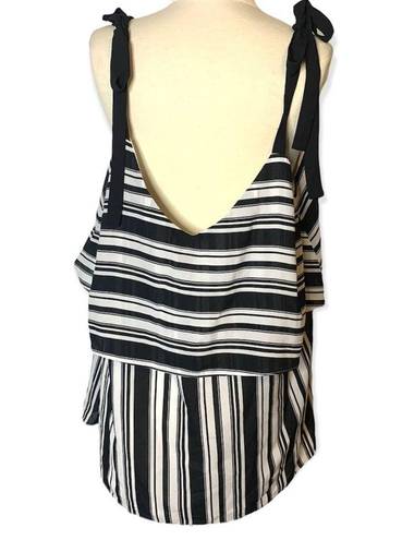 City Chic  tie shoulder striped tank top black white sz 20