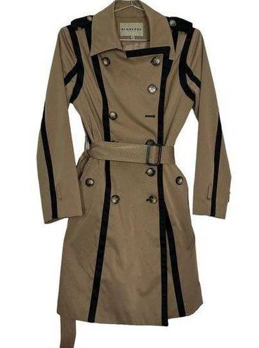 Burberry  London Camel Tan Black Contrast Trench Coat Belted Double Breasted