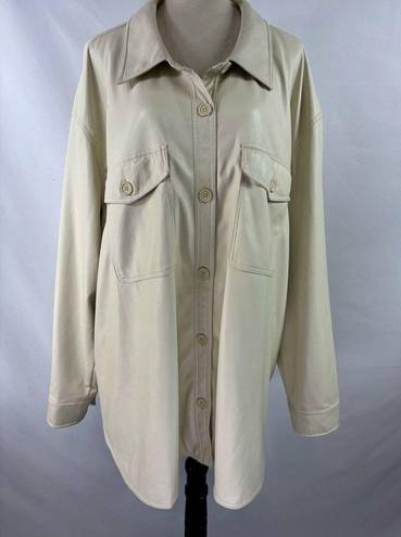 Good American  Better Than Leather Shacket Shirt Jacket Bone Cream 7 / 8 Plus 4X