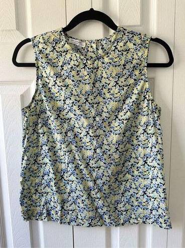 Equipment  XS Floral Sleeveless Cotton Tank Top