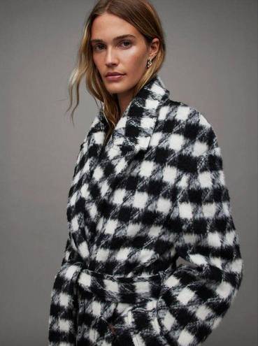 ALLSAINTS NWT  Haithe Brushed Checked Belted Coat Sz 6