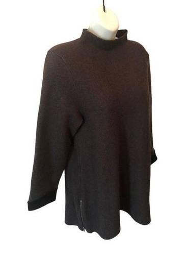 Nanette Lepore Nanette By  Wool Blend Mock Neck Sweater M Side Zippers Black Fall