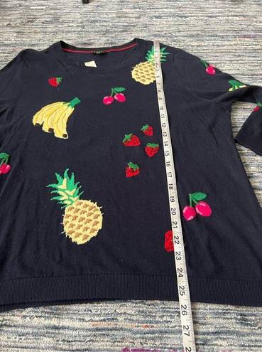 Talbots  NWT All Over Fruit Embroidered Sweater Cotton Blend Sz XL