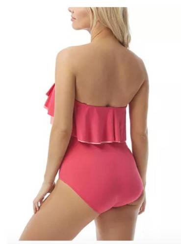 Coco reef Contours by  Pink Agate Ruffle Bandeau One Piece Swimsuit 14 38C