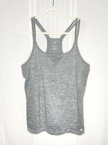 New Balance  Racerback Tank Top Large Sleeveless Athletic Gray Silver Workout