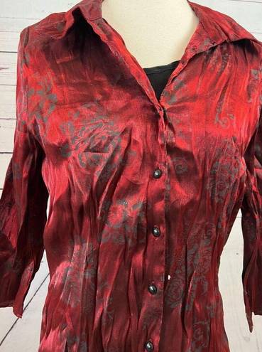 Notations NWOT  Womens Twofer Blouse w Attached Tank Bling Holiday Large Rayon