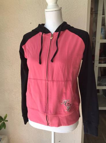 Harley Davidson Motorcycles Women’s Size Lg Full Zip Hoodie Pink Black Logo Y2K