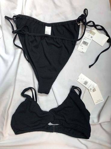 Good American NWT  Black Bikini Top Bottom Textured Beach Swim Size 5/6