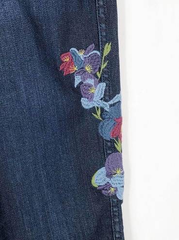 J.Jill  Size 2 Jeans Embroidered Floral Dark Blue Slim Ankle Cropped Pants 1303