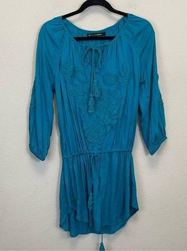 Vix Paula Hermanny  Embroidered Caftan Swim Cover Up Turquoise Size S