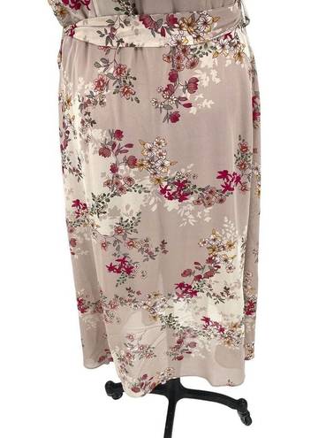 City Chic  Flower Child Faux Wrap Dress Midi Dress Beige Plus Size 16