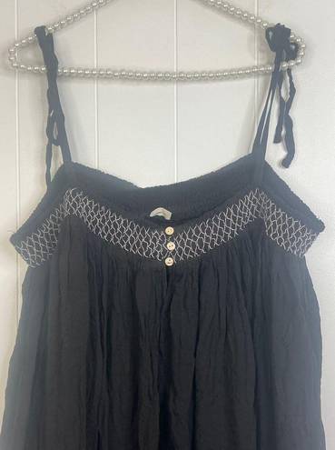 Free People  Intimately Rule The World Romper Black Flowy  Size XL NWOT