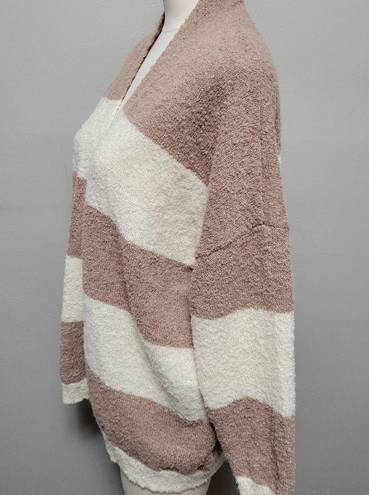 Pink Lily  Dusty Mauve Striped Slouchy Oversized Cardigan Size Medium