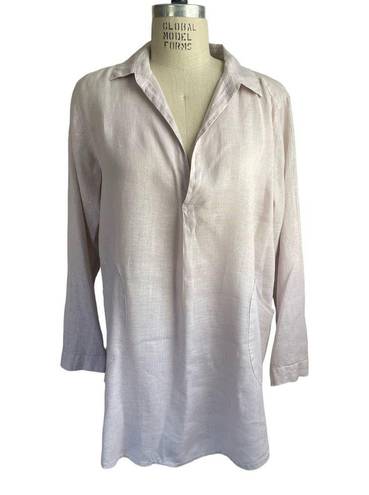 CP Shades  Teton Oversized Linen Long Sleeve Tunic Top in Lilac Size Small