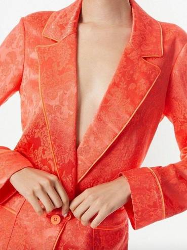 Alice + Olivia  Shanda Jacquard Satin Pajama Blazer Coral Orange Womens Small