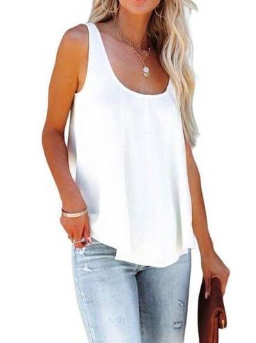 Wishlist  APPAREL Sleeveless Scoop Neck Textured Flowy Tank Top Ivory Size Small