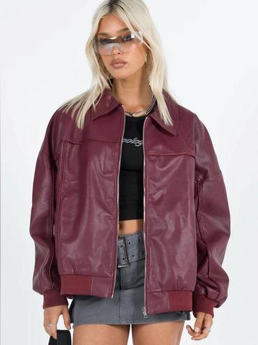 Princess Polly burgundy leather jacket