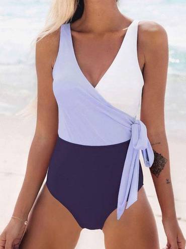 Cupshe NEW  1 Pc Swimsuit Wrap Color Block Tie Side M