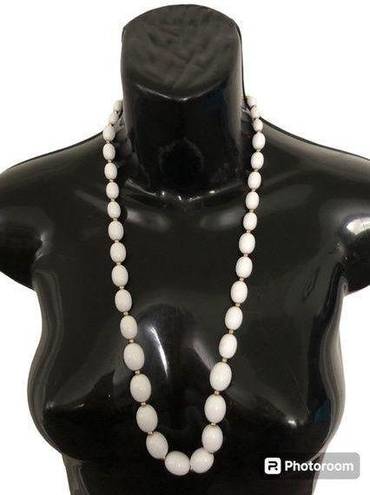 Monet  signed white beaded vintage costume necklace