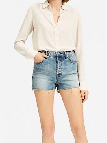 Everlane  Cheeky Blue Denim Shorts Button Closure