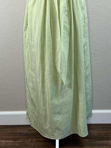 Vince  Sweet Grass Green Bow-Back Pleated Square Neck Midi Dress Medium NWT