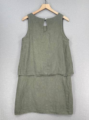 Lungo L’arno Lungo L'Arno Linen Dress Womens Medium Green Beach Summer Popover Casual Shift