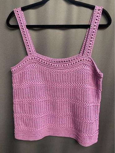 Vince  Crop Cami Top Womens Large purple Corchet Cotton Sleeveless B63