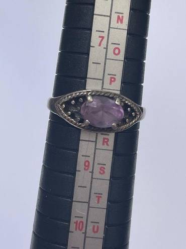 925 silver vintage ring with purple stone marcasite size 8