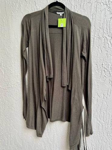 Vince  Long Sleeve Cotton Blend Knit Hi Low Hem Cardigan Sweater Green Women's M