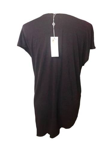 Max Studio  black scoop neck long asymmetrical tunic that can be tied on the side