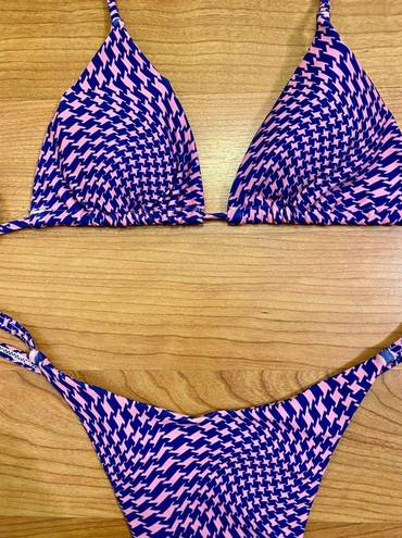 SheIn  Pink & Purple Checkered Triangle Bikini Set