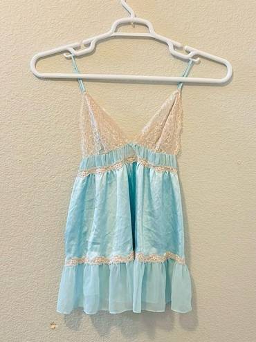 Victoria's Secret  Sexy 2013 Sky Blue & Lace Sheer Chemise Slip Lingerie Sz Sm