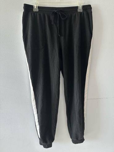 Style & Co  Jogger Pants Side Stripe Pull on High Rise Black White Medium