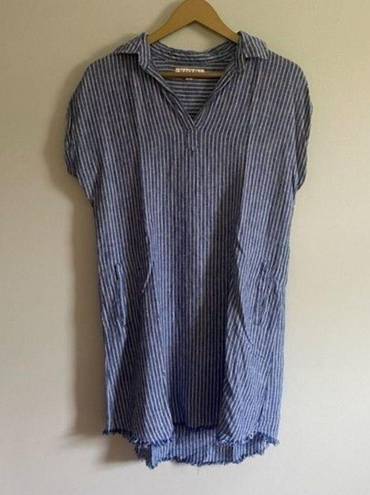 Harper  Linen Blue and White Striped Dress