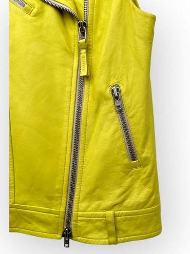 Mackage  Frederica Lamb Leather Moto Vest Asymmetrical Zip Jacket Yellow XS