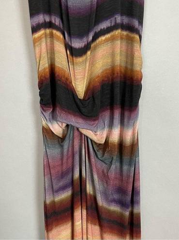 Young Fabulous and Broke  Maxi Dress Striped Tie-dye Racerback‎ Ruched Large Summer