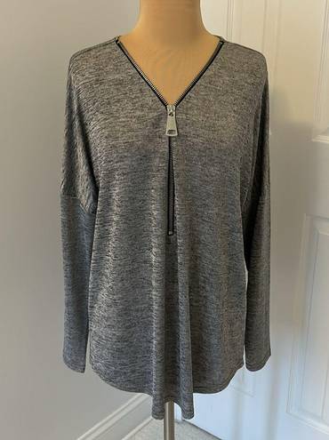 Joseph Ribkoff  Heather Gray Half Zip Top