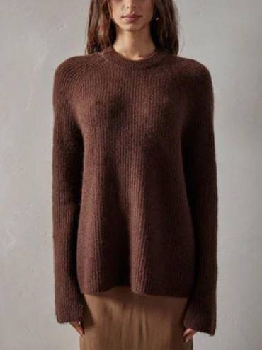 James Perse  Cashmere Brown Rib Raglan Crew Sweater Pullover Womens Size 3 / US L