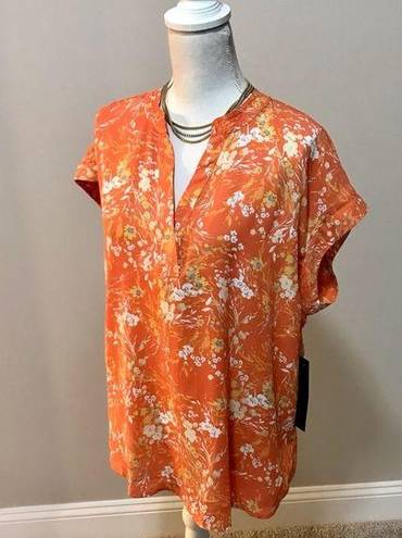 Cynthia Steffe NWT  Women Cap Sleeve Orange, Floral blouse