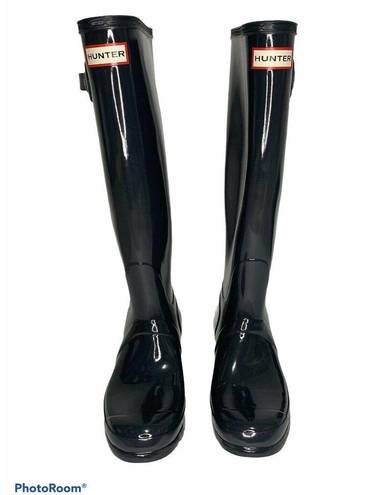 Hunter  Original Tall Gloss Rain Boots Navy 8