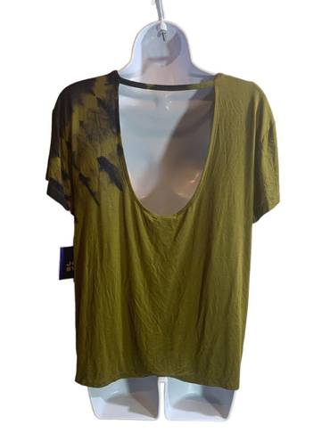 Joy Lab Short Sleeve Top TShirt Army Green Tie Dye Open Back Size Medium 