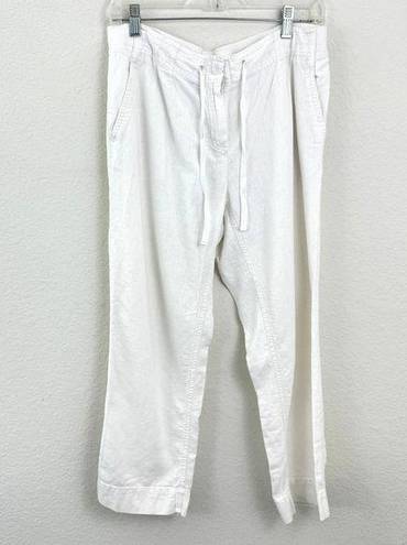 J.Jill  Women's Linen Blend Wide Leg Crop Pants White Size 8