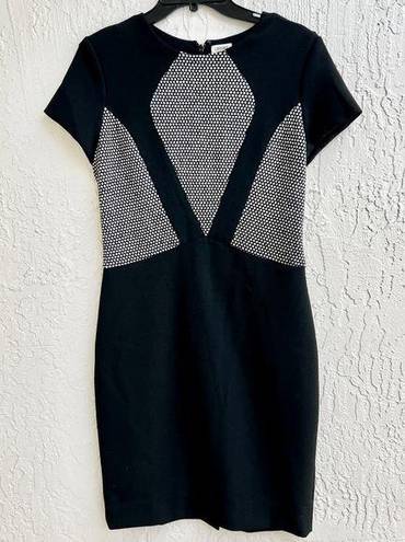 L'Agence  Short Sleeve Geometric Sheath Mini Dress Black Women's Size US 8