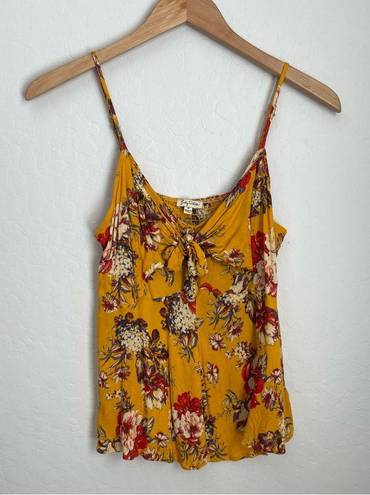 Lily White Buckle  Women’s Golden Yellow Floral Tie Front Cami Tank Top Medium