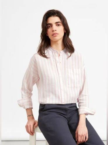 Everlane  The Linen Oversized Collarless Shirt 100% linen striped